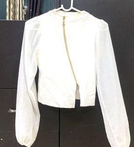 Chic White Zipper Blouse