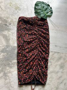 Floral Ruched Mini Skirt