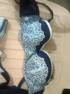 New &amp; Unused Blue Lacy Demicup Bra And Panty Set