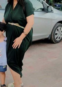 Elegant Green Draped Dress
