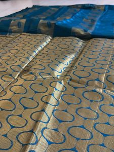 Elegant Blue & Gold Saree