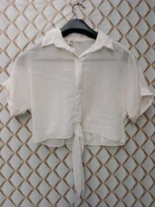 New With Tag Korean Crop Bow Shirt