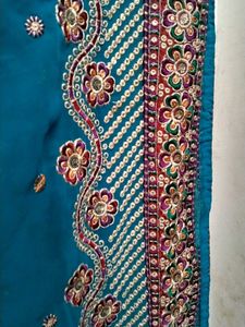Elegant Teal Embellished Saree