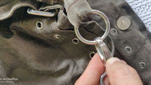 vintage Olive Green Grommet Detail Tote Bag