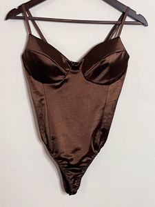 Brown Satin Bodysuit