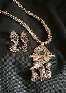 Silver Krishna Pendant Set