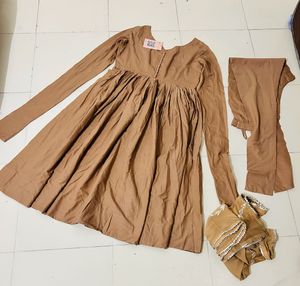 Elegant Brown  Tan Anarkali Suit