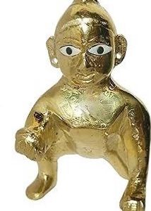 Exquisite 1-Inch Brass Laddu Gopal Idol