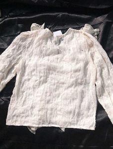 Heavy Industry Beaded Rufle Lace Spring V-neck Top