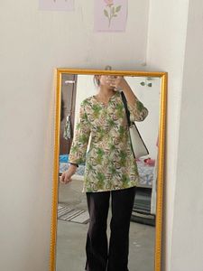 Leaf Print Tunic Top
