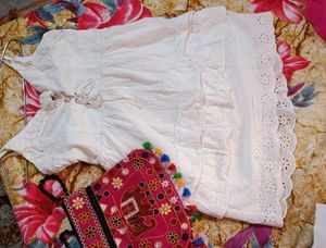 White Eyelet Dress With Free Bag