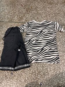 Kids Outfit - Zebra Tee &amp; Shorts