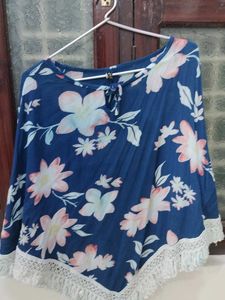 Blue Floral Cape Style Top