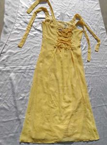 Brand New(Newme)Yellow Solid Chiffon Strapy Dress