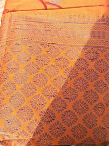 Orange Floral Pattern Saree