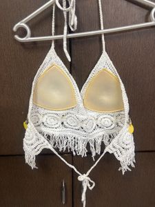Crochet Halter Top with Sequins
