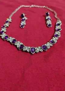 Elegant Purple Stone Necklace Set
