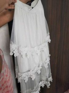 White Net Floral Skirt