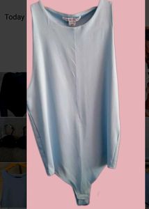Zara H&amp;M  Sky Blue Cut sleeves Bodysuit Top