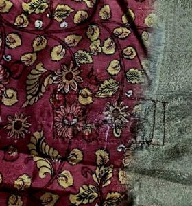 Rust Color Lichi Silk Saree