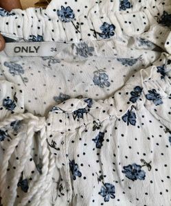 Floral Printed Top with Tassel Tie - Up