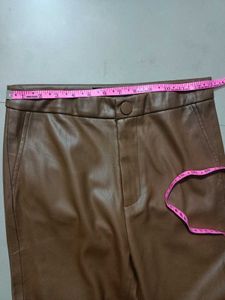 Brown Faux Leather Pants Zara Showroom Condition
