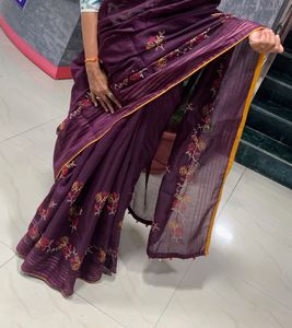 Beautiful Flower Work Saree💜
