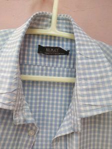 Mens Check Shirt Blue & White
