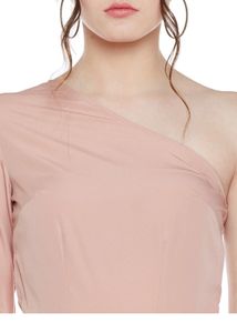 One Shoulder Pink Maxi Top For Women