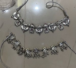 Ethnic Oxidized Silver Choker Necklace Set