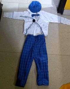 Baby Blue Checkered Outfit For 4-5 Years