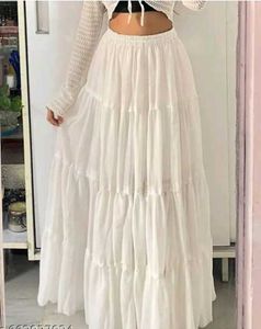 Tiered White Maxi Skirt
