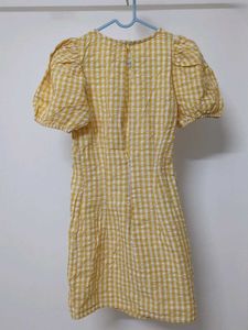 Mango Gingham Puffed Sleeve Mini Dress (New)