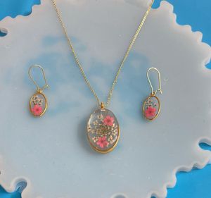 Floral Resin Necklace &amp; Earring Set