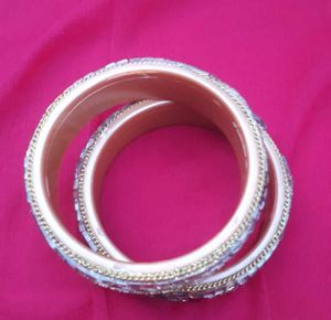 Red &amp; Gold Beaded Bangles (Set of 2)