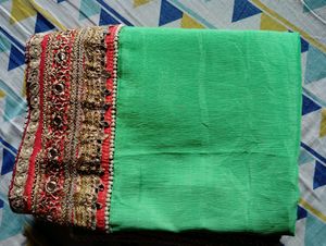 Elegant Grey and Green Saree