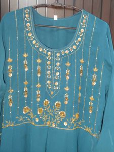 Teal Embroidered Sharara Kurta Set