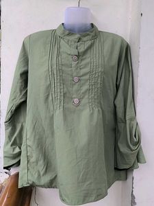Olive Green Button-Up Top