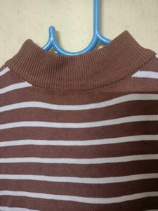 Brown And White Striped Tank Top