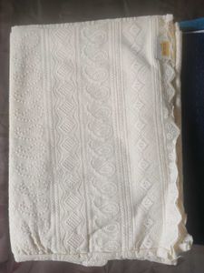 Blue Embroidered Cotton Pants