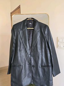 ZARA Faux Leather Blazer - Black