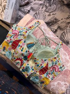 Lapink Embroidered Hand Work Plazzo Crop Top
