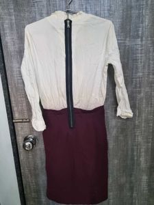Burgundy &amp; White Mini Dress