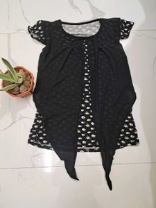 Black Floral Print Tunic Top