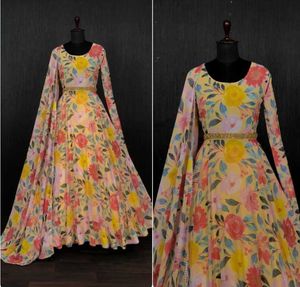 Floral Print Ethnic Gown