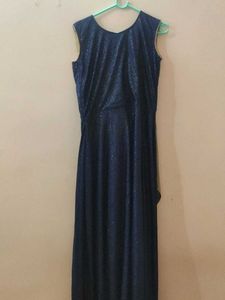Elegant Navy &amp; Gold Ethnic Gown