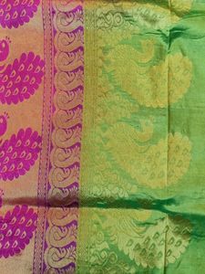 Elegant Green &amp; Pink Peacock Saree
