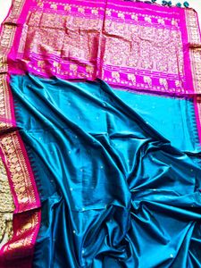 Pure Silk Electric Blue Kanjivaram Saree