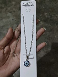 Evil Eyes Round Blue Silver Chain (Pack 1