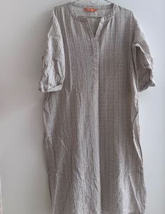 Beige Red Checked Kurta With Palazzos